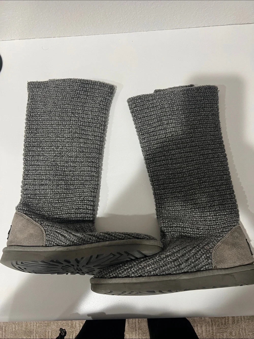 UGG Gray Knit Button Accent Boot Cuff